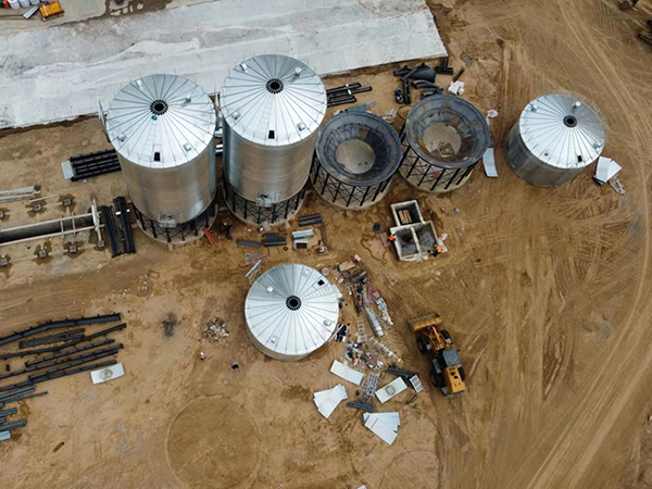 錐底鋼板倉安裝過程